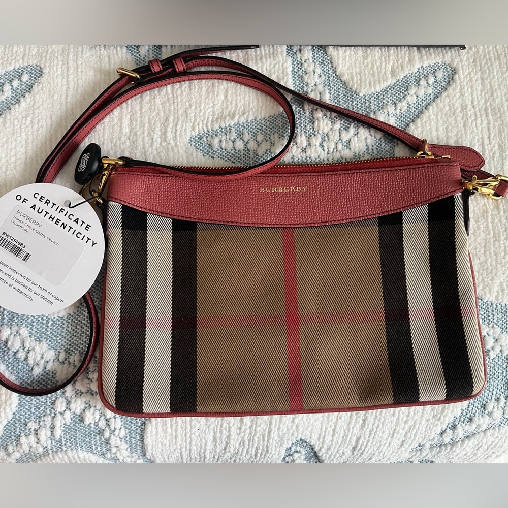 Burberry Pink and Tan House Check Derby Payton Crossbody